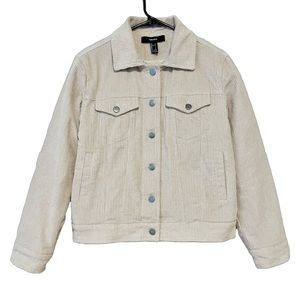 Sherpa Lined Corduroy Cream Trucker Jacket